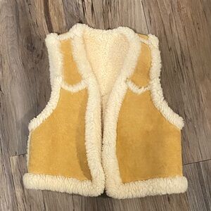 Genuine lambskin leather and fur western toddler vest 3T